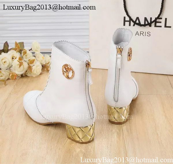 Chanel Sheepskin Leather Ankle Boot CH1407 White