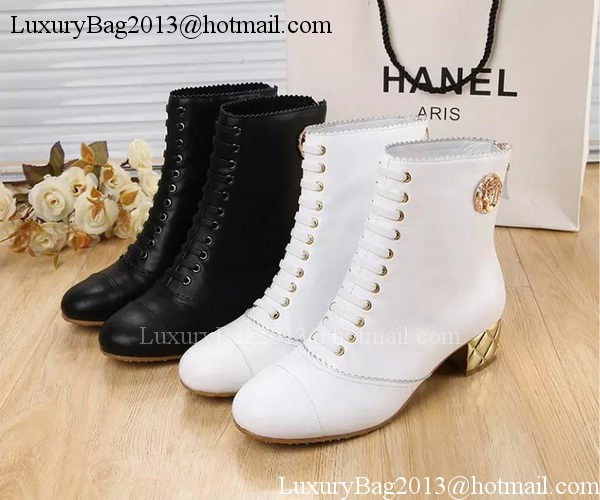 Chanel Sheepskin Leather Ankle Boot CH1407 White