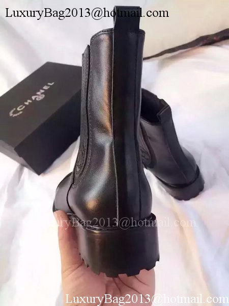 Chanel Sheepskin Leather Ankle Boot CH1494 Black