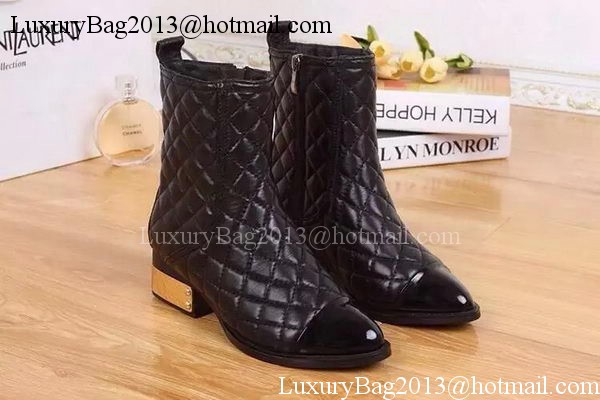 Chanel Sheepskin Leather Ankle Boot CH1496 Black