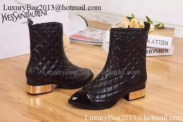 Chanel Sheepskin Leather Ankle Boot CH1496 Black