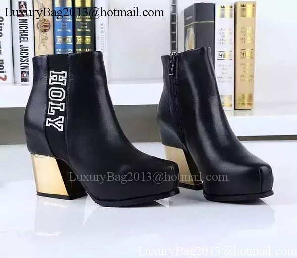 Chanel Sheepskin Leather Ankle Boot CH1505 Black