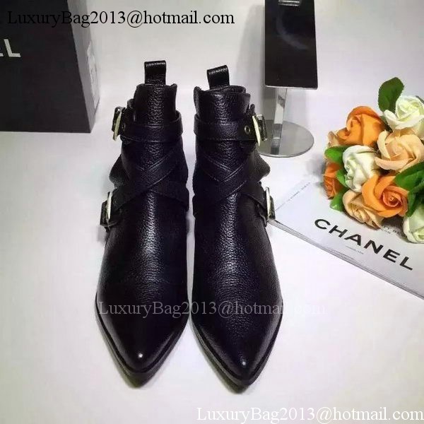 Chanel Sheepskin Leather Ankle Boot CH1506 Black