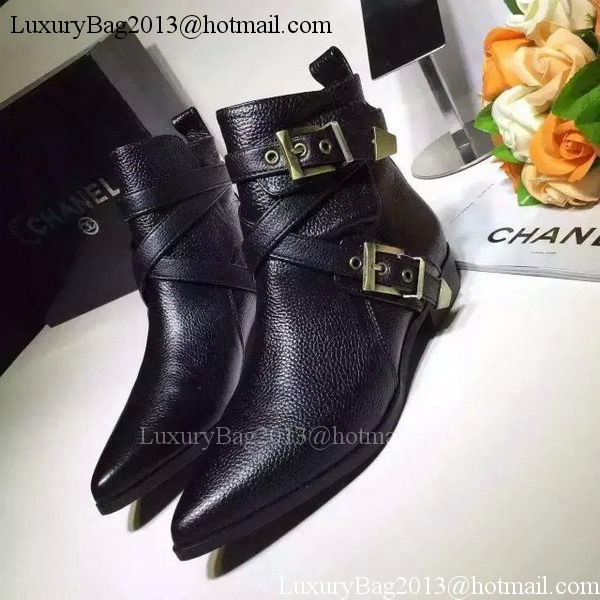 Chanel Sheepskin Leather Ankle Boot CH1506 Black