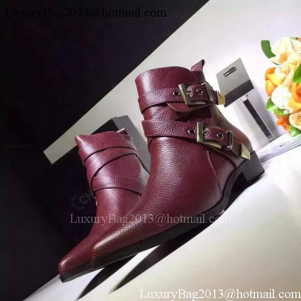 Chanel Sheepskin Leather Ankle Boot CH1507 Burgundy