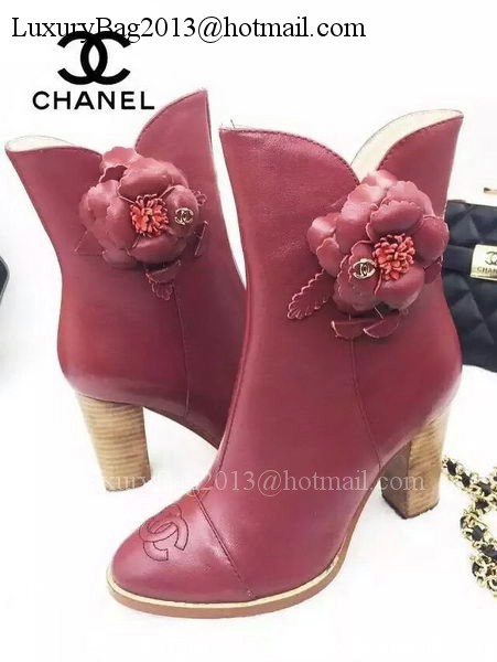 Chanel Sheepskin Leather Ankle Boot CH1513 Burgundy