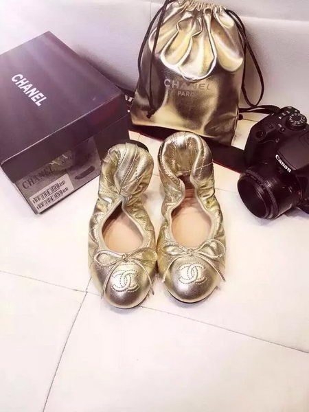 Chanel Sheepskin Leather Ballerina CH1421 Gold