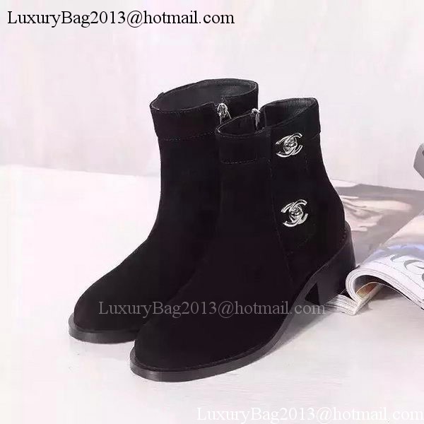 Chanel Suede Leather Ankle Boot CH1499 Black