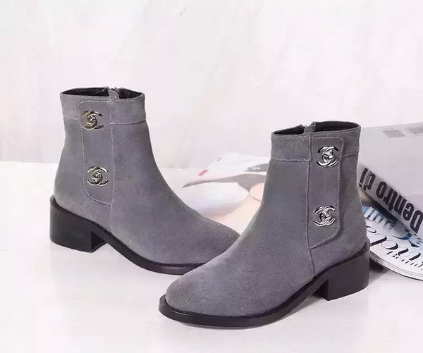 Chanel Suede Leather Ankle Boot CH1499 Grey