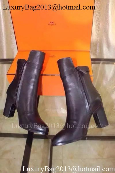 Hermes Ankle Boot Leather HO564 Black