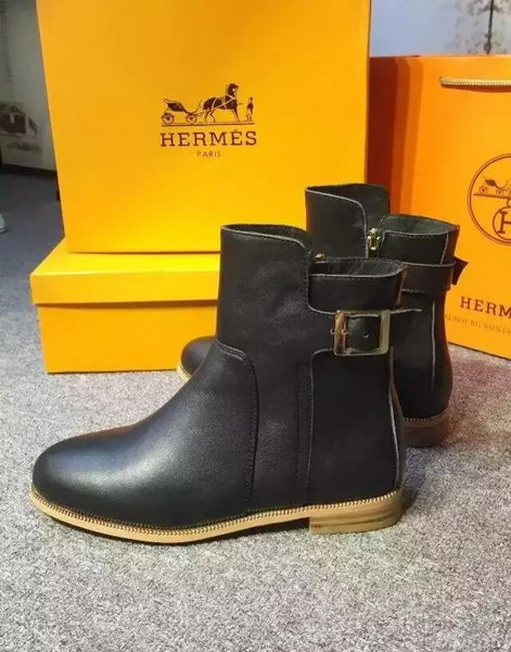 Hermes Ankle Boot Leather HO568 Black