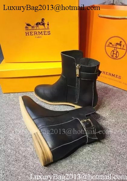 Hermes Ankle Boot Leather HO568 Black