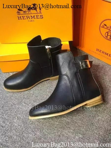 Hermes Ankle Boot Leather HO568 Black