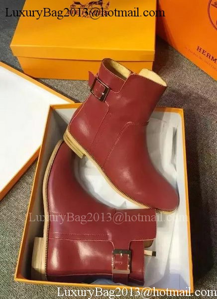 Hermes Ankle Boot Leather HO568 Red