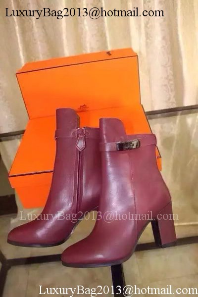 Hermes Boot Leather HO563 Burgundy