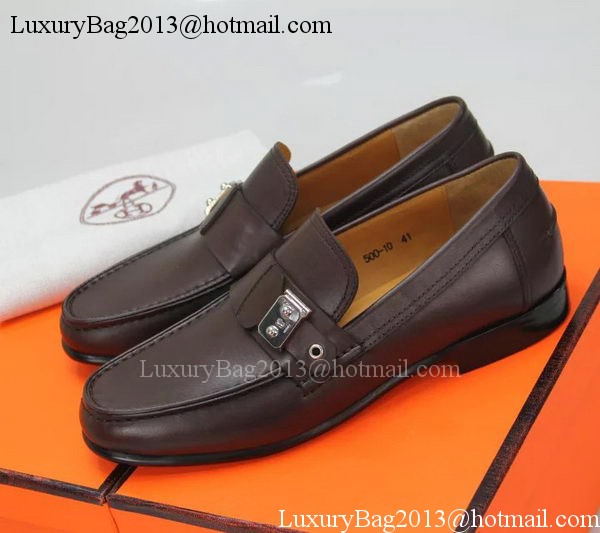 Hermes Casual Shoes Leather HO557 Brown