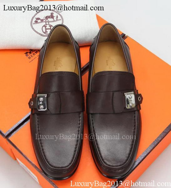 Hermes Casual Shoes Leather HO557 Brown