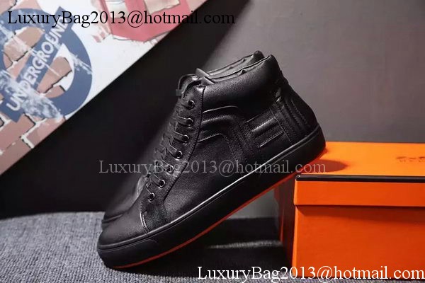 Hermes Casual Shoes Leather HO570 Black