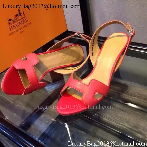 Hermes Leather Sandal HO546 Red