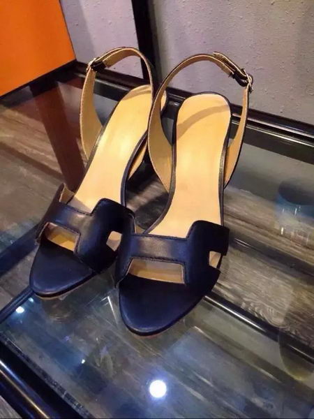 Hermes Leather Sandal HO547 Black