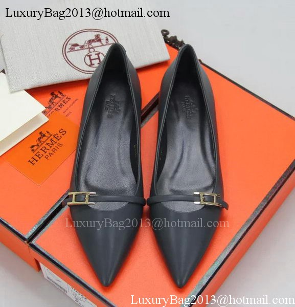 Hermes Sheepskin Leather Ballerina Flat HO555 Royal