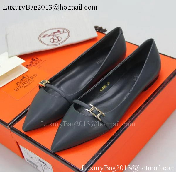 Hermes Sheepskin Leather Ballerina Flat HO555 Royal