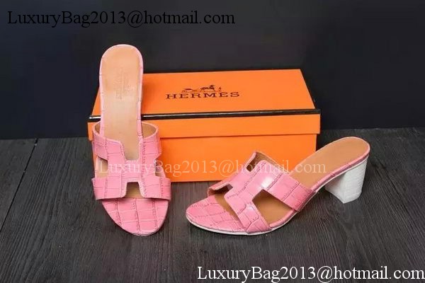 Hermes Slipper Leather HO0514 Pink