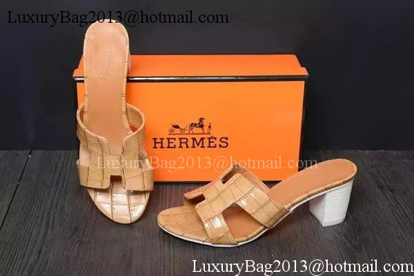 Hermes Slipper Leather HO0515 Apricot