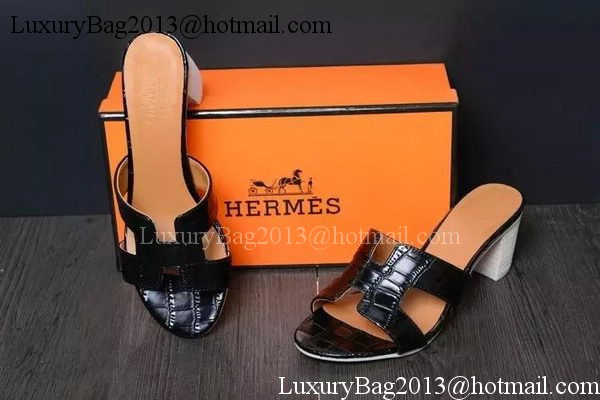 Hermes Slipper Leather HO0519 Black