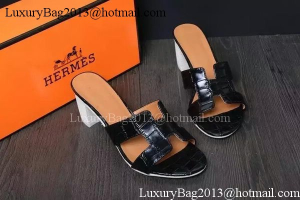 Hermes Slipper Leather HO0519 Black