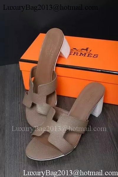 Hermes Slipper Leather HO0522 Brown