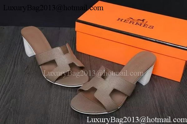 Hermes Slipper Leather HO0522 Brown