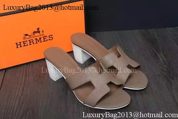 Hermes Slipper Leather HO0522 Brown