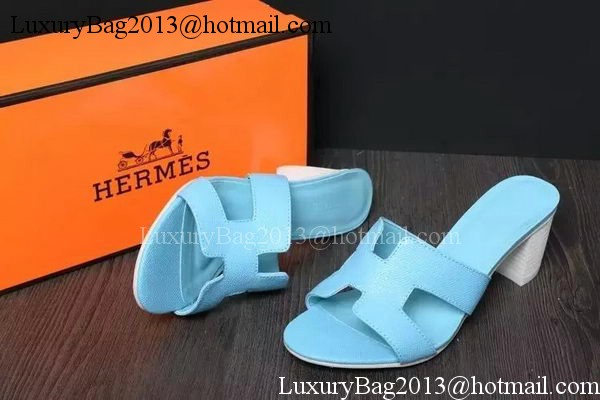 Hermes Slipper Leather HO0530 Light Blue