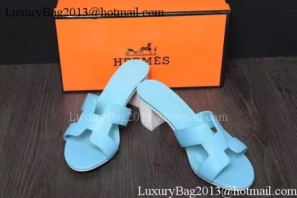 Hermes Slipper Leather HO0530 Light Blue