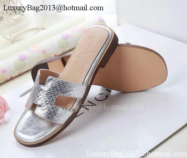 Hermes Slipper Leather HO0531 Silver