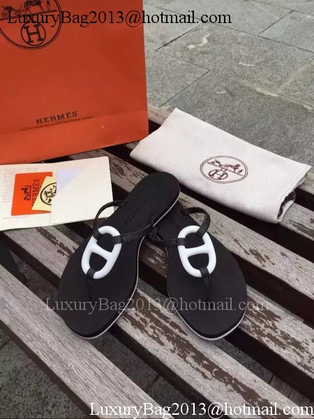 Hermes Slipper Leather HO0533 Black