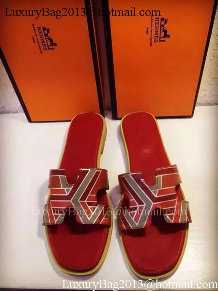 Hermes Slipper Leather HO0536 Red