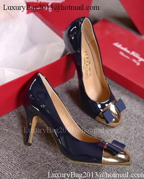 Salvatore Ferragamo 85MM Pump Patent Leatehr FL0610 Blue