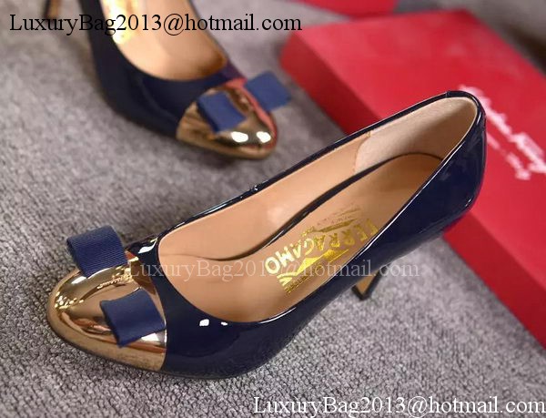 Salvatore Ferragamo 85MM Pump Patent Leatehr FL0610 Blue