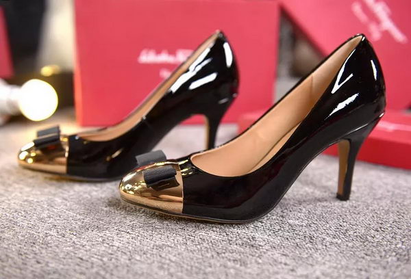 Salvatore Ferragamo 85MM Pump Patent Leatehr FL0611 Black