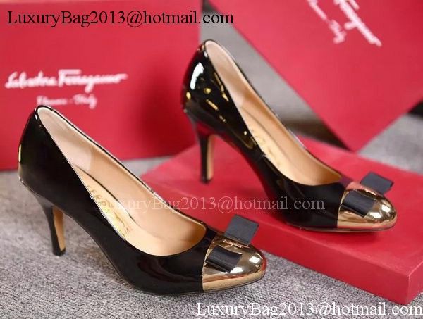 Salvatore Ferragamo 85MM Pump Patent Leatehr FL0611 Black