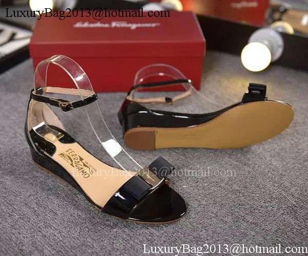 Salvatore Ferragamo Patent Leather Sandal FL0614 Black