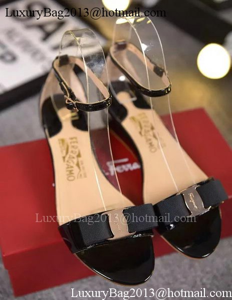 Salvatore Ferragamo Patent Leather Sandal FL0614 Black