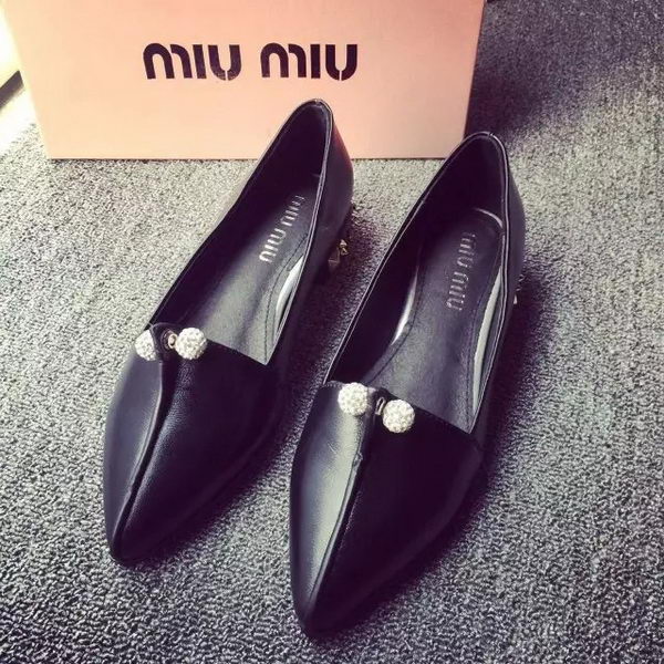 miu miu Leather Flat MM391 Black