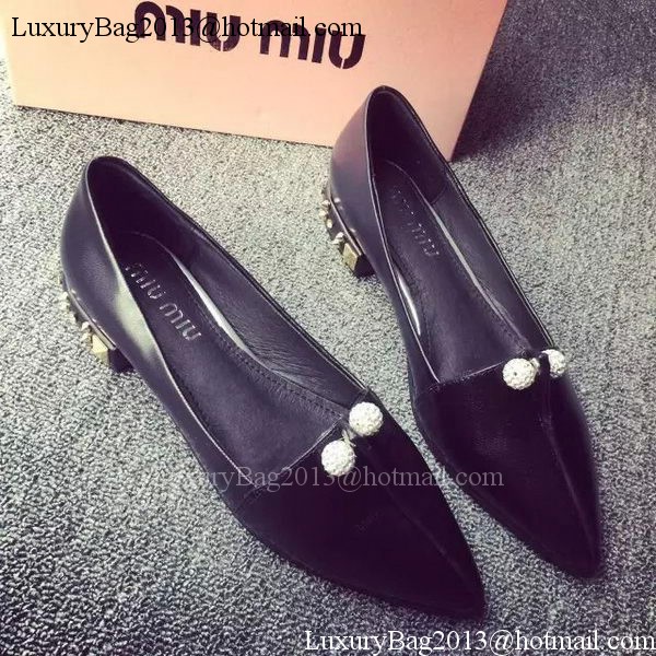 miu miu Leather Flat MM391 Black