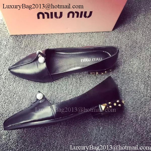 miu miu Leather Flat MM391 Black