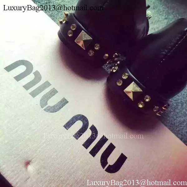 miu miu Leather Flat MM391 Black