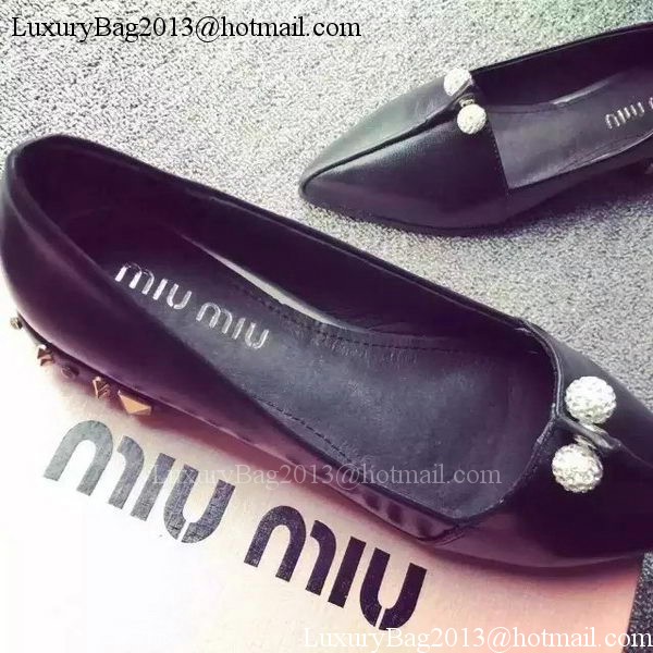 miu miu Leather Flat MM391 Black