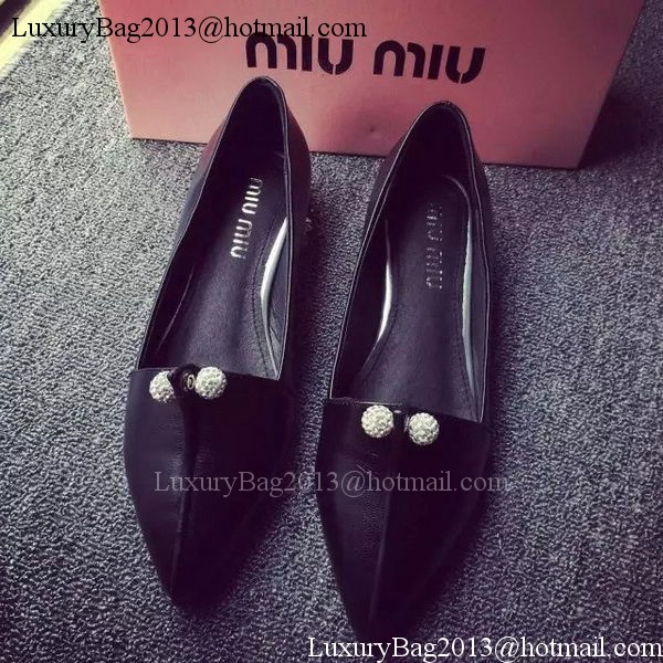 miu miu Leather Flat MM391 Black